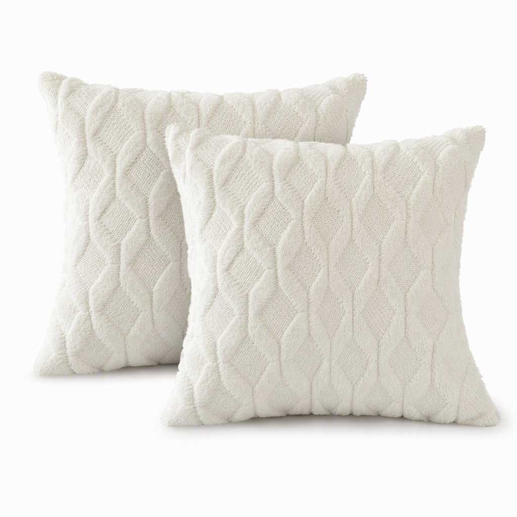 Weicher Plüsch-Kissenbezug mit besticktem geometrischem Rautenmuster, minimalistisch einfarbiges Wurfkissen für das Sofa