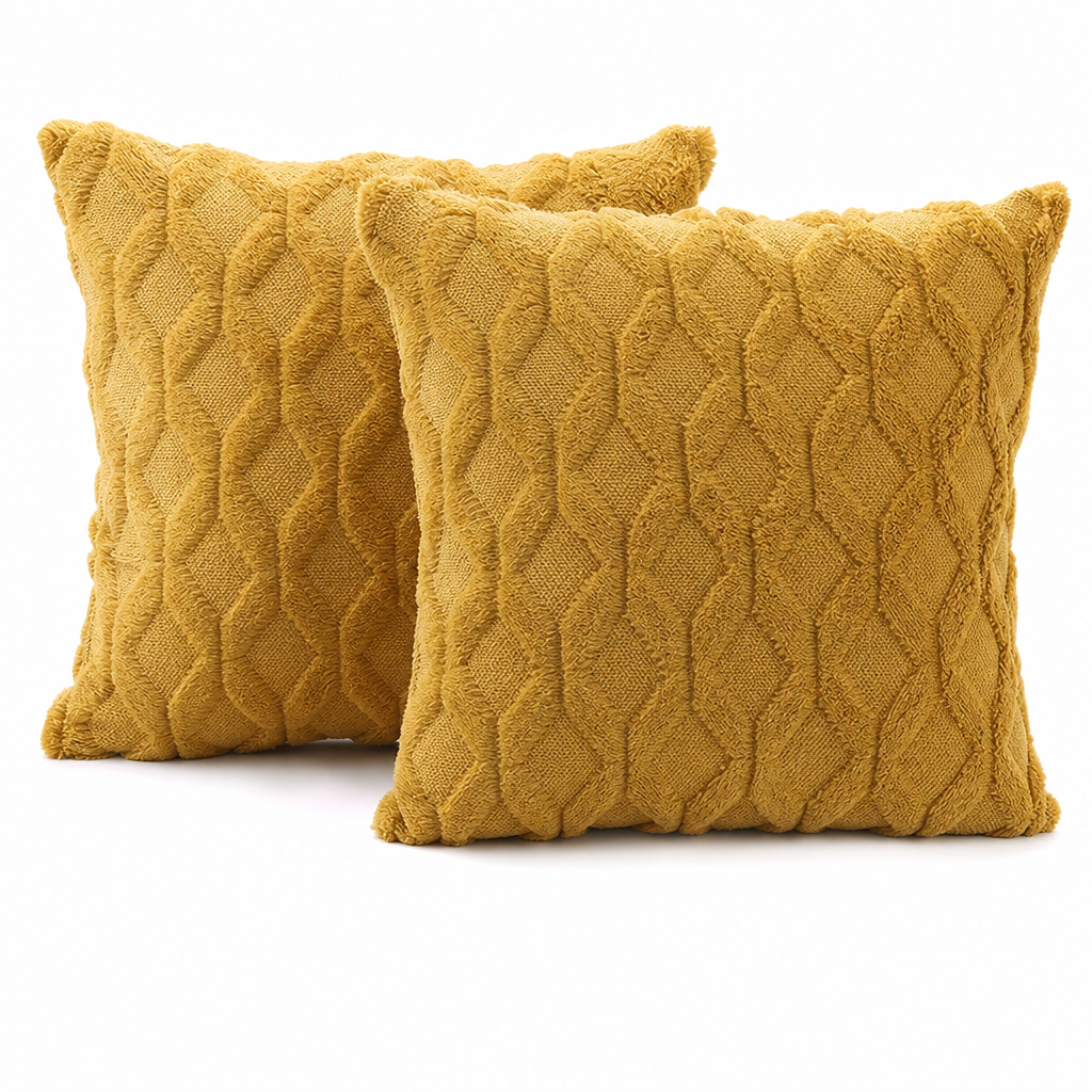Weicher Plüsch-Kissenbezug mit besticktem geometrischem Rautenmuster, minimalistisch einfarbiges Wurfkissen für das Sofa