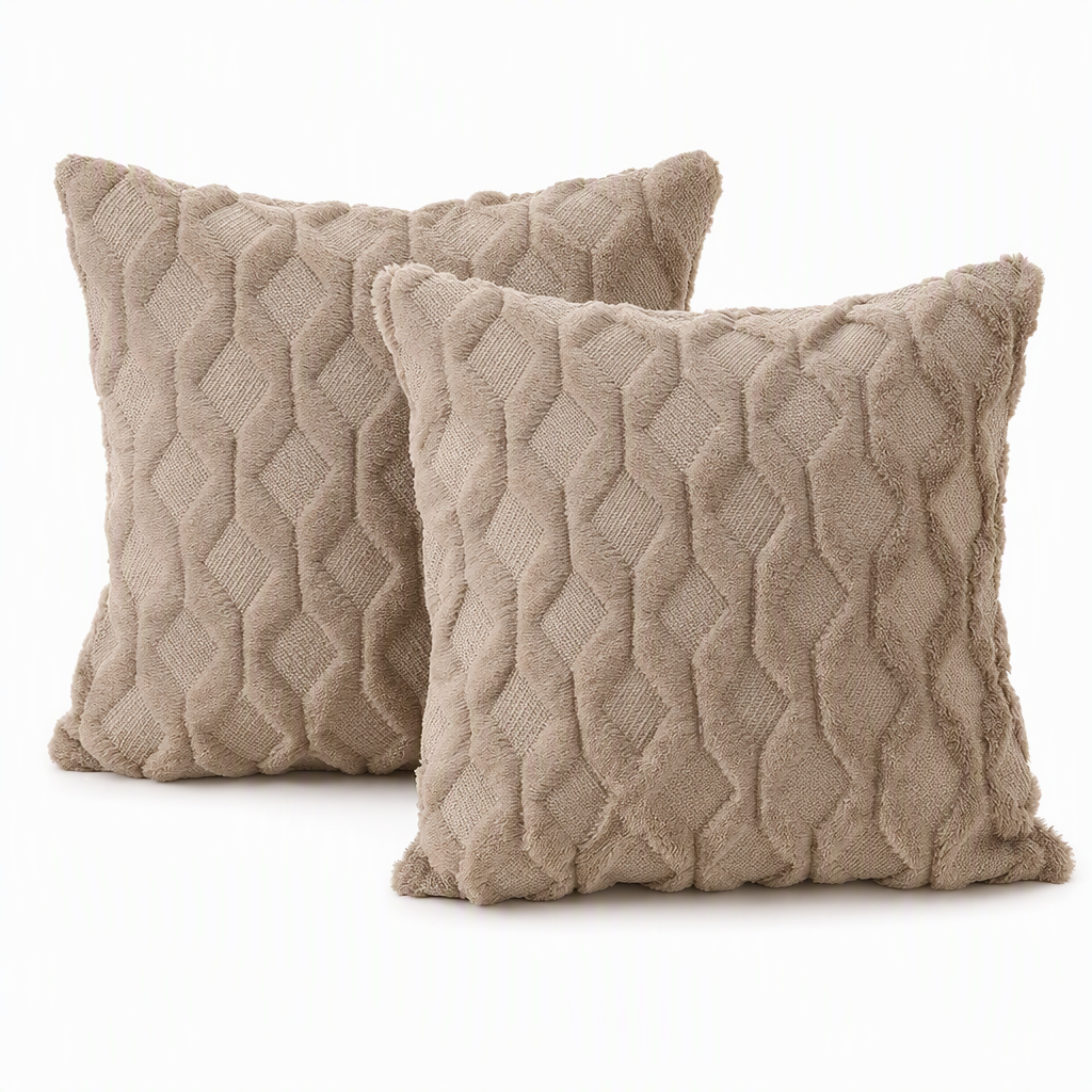 Weicher Plüsch-Kissenbezug mit besticktem geometrischem Rautenmuster, minimalistisch einfarbiges Wurfkissen für das Sofa