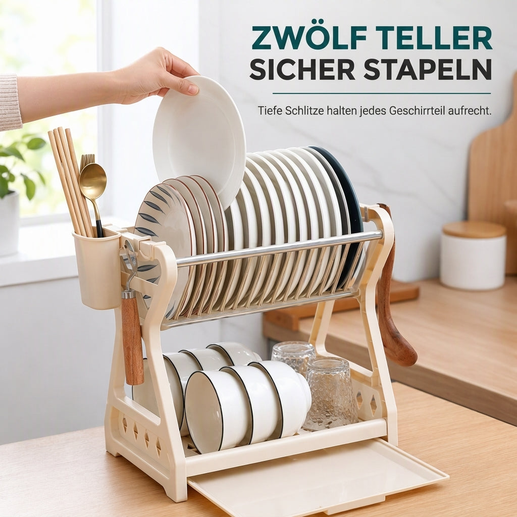 ✨ JETZT 50 % RABATT! !✨Mehrschichtige Küchen-Abtropfgestell und Aufbewahrungsorganizer für Geschirr mit Stahlrahmen