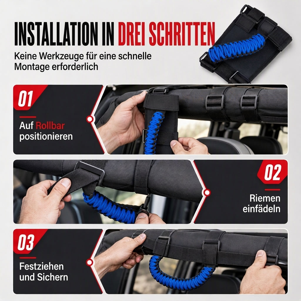 📢📢50% RABATT !!⏰Rutschfeste, geflochtene Paracord-Dachgriffe für den Innenraum, Beifahrergriff für Offroad-Fahrzeuge und SUVs