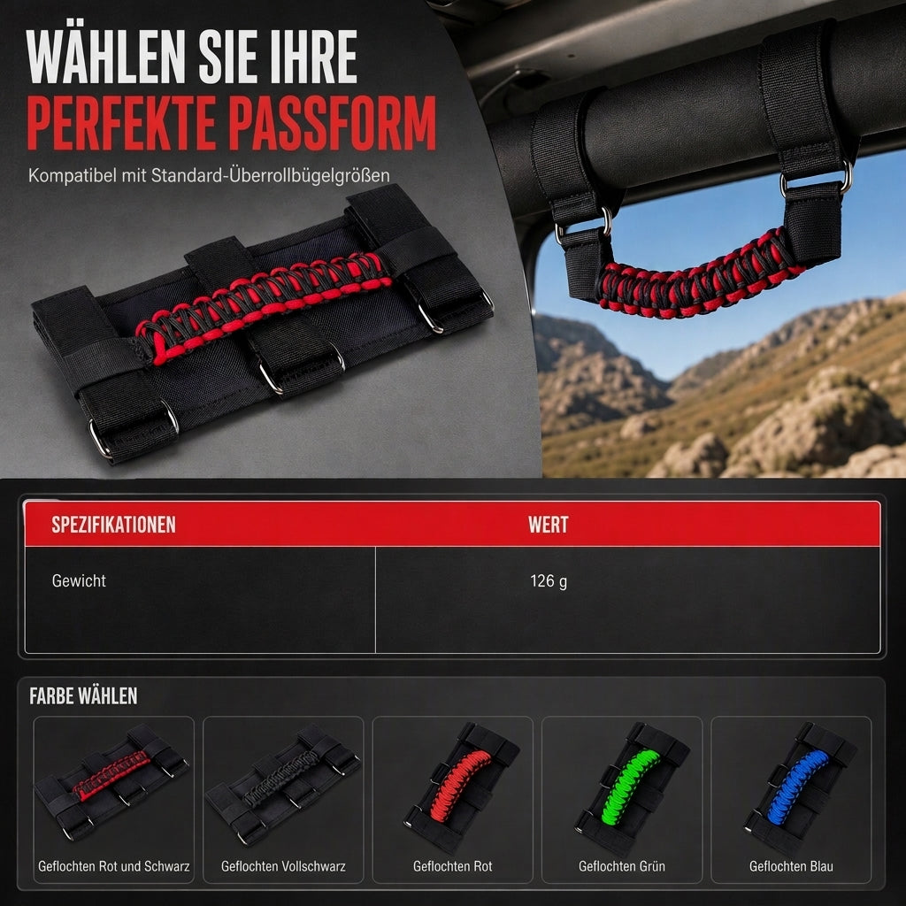 📢📢50% RABATT !!⏰Rutschfeste, geflochtene Paracord-Dachgriffe für den Innenraum, Beifahrergriff für Offroad-Fahrzeuge und SUVs
