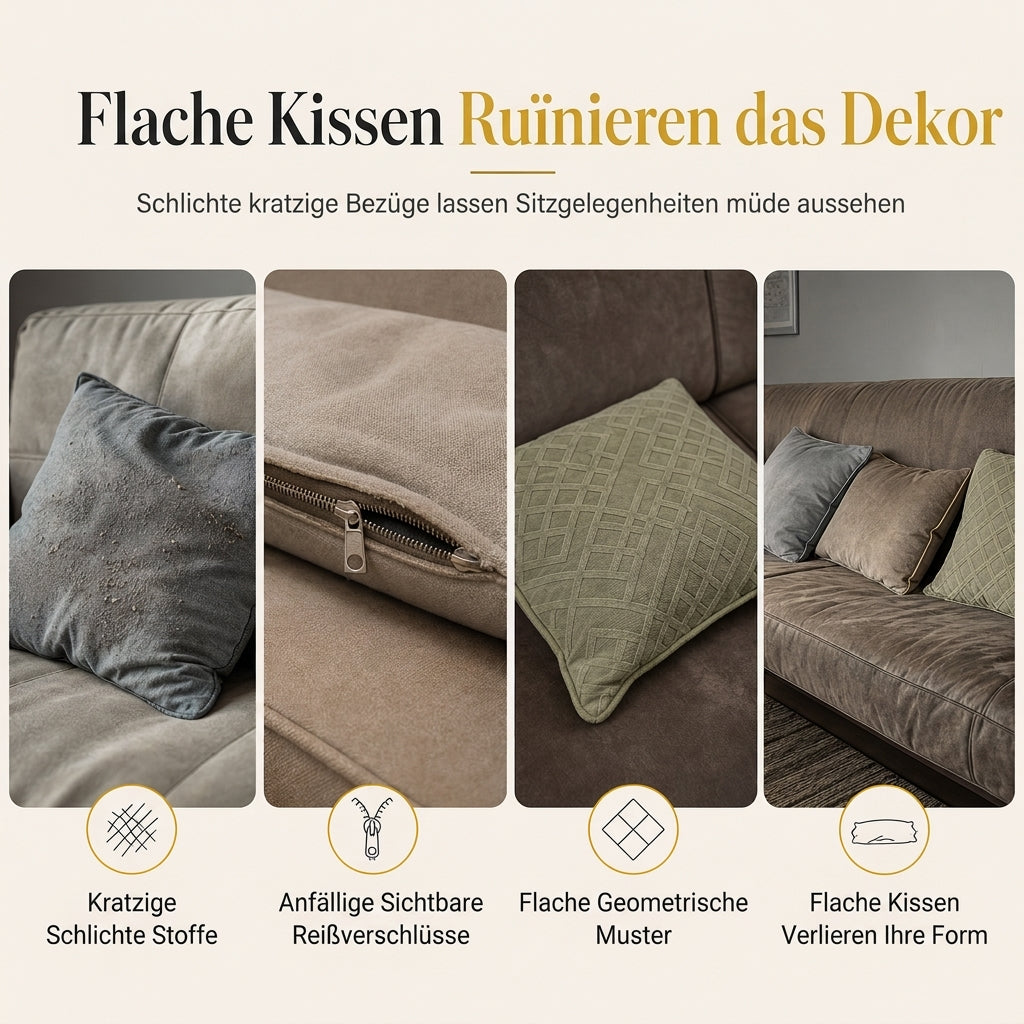 Weicher Plüsch-Kissenbezug mit besticktem geometrischem Rautenmuster, minimalistisch einfarbiges Wurfkissen für das Sofa