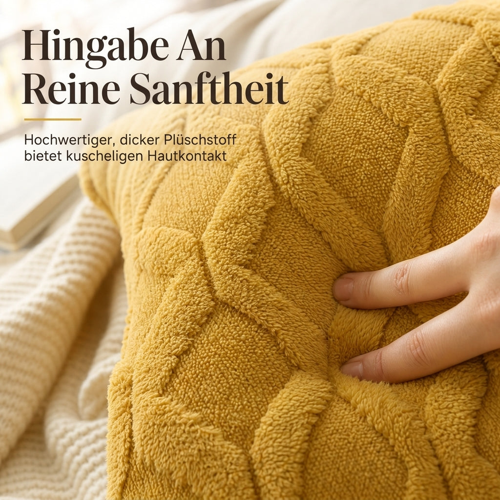 Weicher Plüsch-Kissenbezug mit besticktem geometrischem Rautenmuster, minimalistisch einfarbiges Wurfkissen für das Sofa