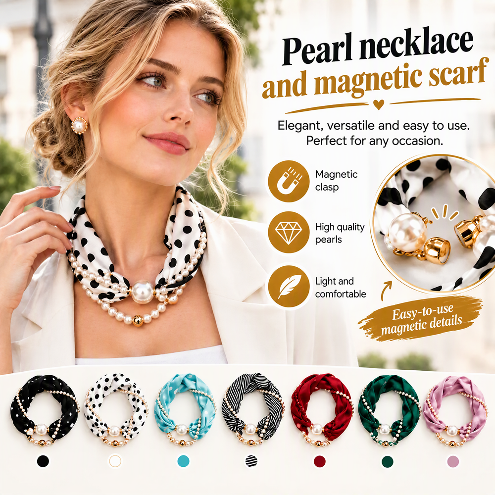 📿 50% RABATT! 🧣 Perlen-Schal-Kette – Zeitlose Eleganz, Verstellbare Schleife & Ohne Ohrloch Tragbar 🤍