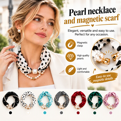 📿 50% RABATT! 🧣 Perlen-Schal-Kette – Zeitlose Eleganz, Verstellbare Schleife & Ohne Ohrloch Tragbar 🤍