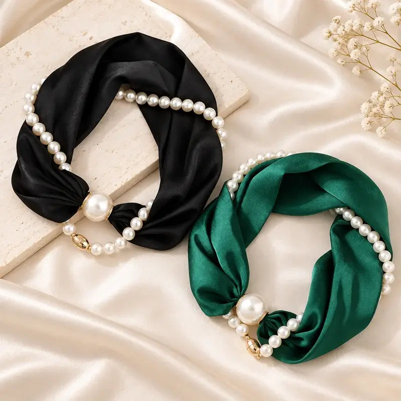📿 50% RABATT! 🧣 Perlen-Schal-Kette – Zeitlose Eleganz, Verstellbare Schleife & Ohne Ohrloch Tragbar 🤍