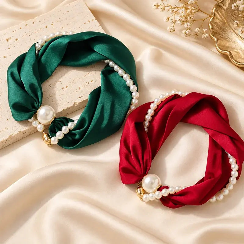 📿 50% RABATT! 🧣 Perlen-Schal-Kette – Zeitlose Eleganz, Verstellbare Schleife & Ohne Ohrloch Tragbar 🤍