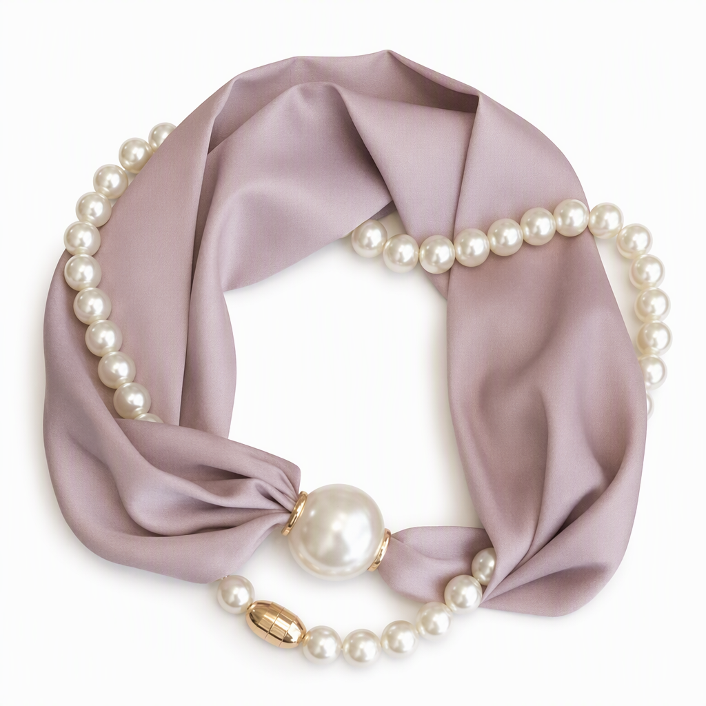📿 50% RABATT! 🧣 Perlen-Schal-Kette – Zeitlose Eleganz, Verstellbare Schleife & Ohne Ohrloch Tragbar 🤍