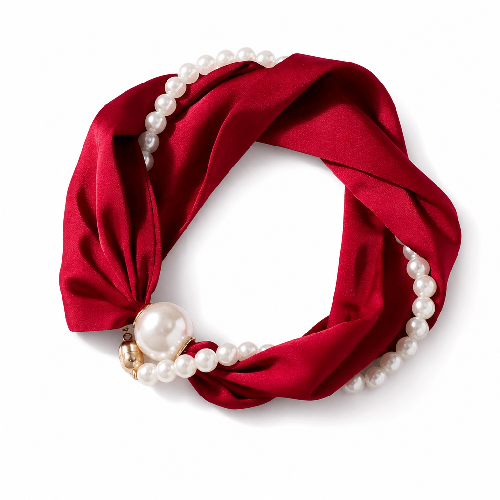 📿 50% RABATT! 🧣 Perlen-Schal-Kette – Zeitlose Eleganz, Verstellbare Schleife & Ohne Ohrloch Tragbar 🤍