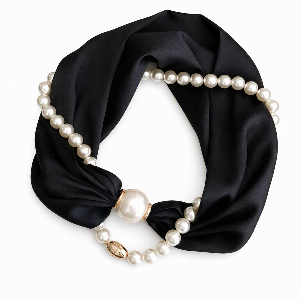 📿 50% RABATT! 🧣 Perlen-Schal-Kette – Zeitlose Eleganz, Verstellbare Schleife & Ohne Ohrloch Tragbar 🤍