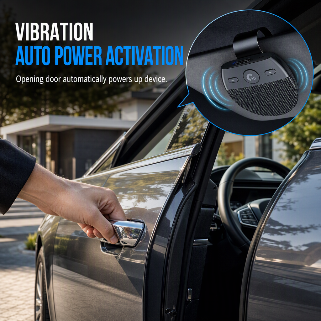 📢📢50% RABATT !!⏰SP11 Auto-Sonnenblende Bluetooth Freisprecheinrichtung mit vibrationsaktiviertem automatischem Einschalten, A2DP-Unterstützung und Sprachansage der Anrufer-ID