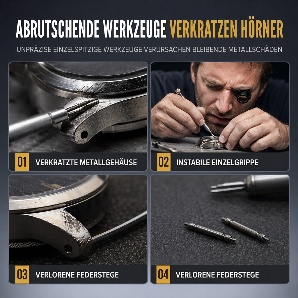 🔥Uhren Reparaturwerkzeug V-förmige Federstangen-Zange und Pinzette Set zum Entfernen des Armbandes
