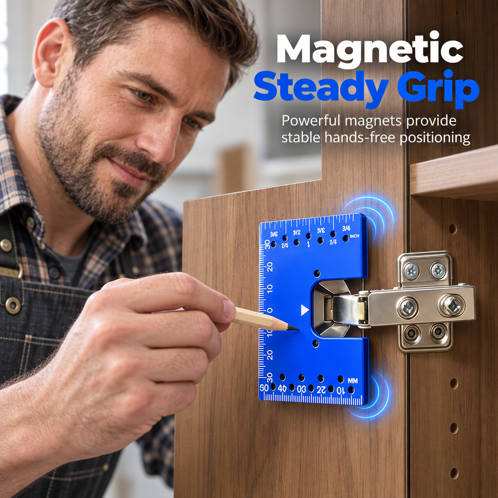 🔥50% OFF!!📢🔩 Aluminium Alloy Magnetic Hinge Installation Template – Quick Positioning Fixing Plate Tool🔧