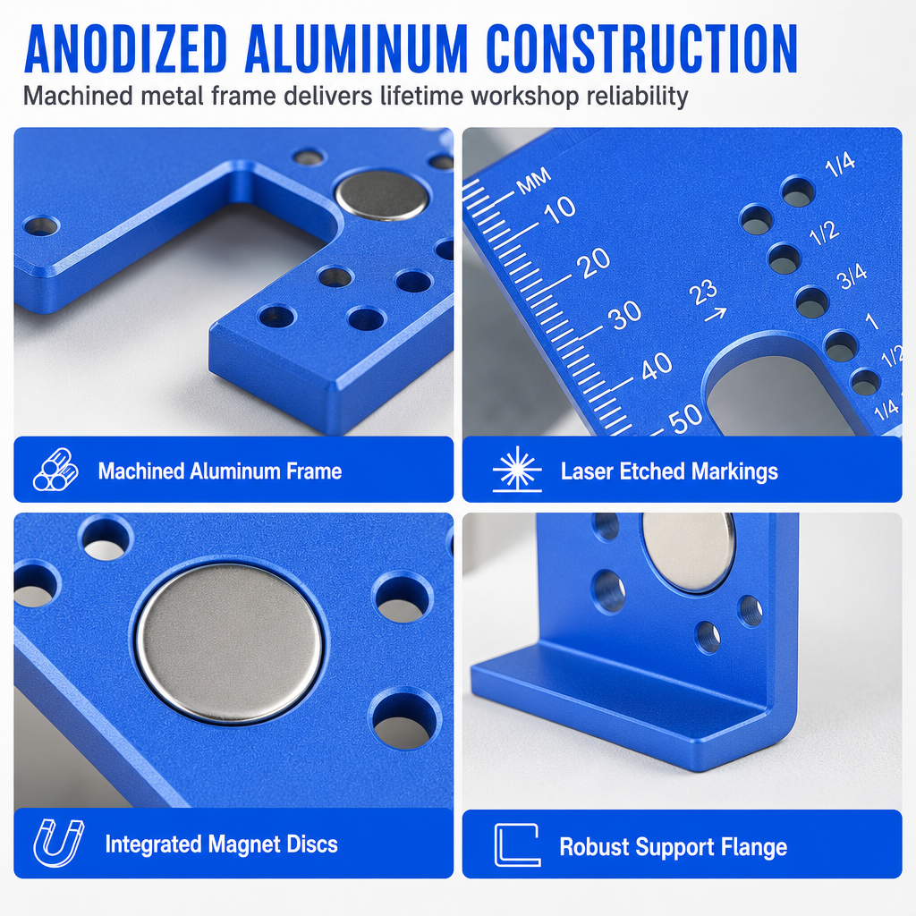 🔥50% OFF!!📢🔩 Aluminium Alloy Magnetic Hinge Installation Template – Quick Positioning Fixing Plate Tool🔧