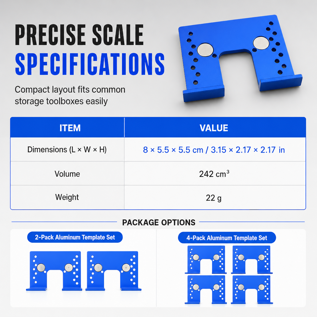 🔥50% OFF!!📢🔩 Aluminium Alloy Magnetic Hinge Installation Template – Quick Positioning Fixing Plate Tool🔧