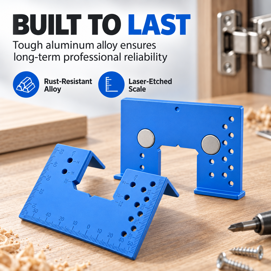 🔥50% OFF!!📢🔩 Aluminium Alloy Magnetic Hinge Installation Template – Quick Positioning Fixing Plate Tool🔧