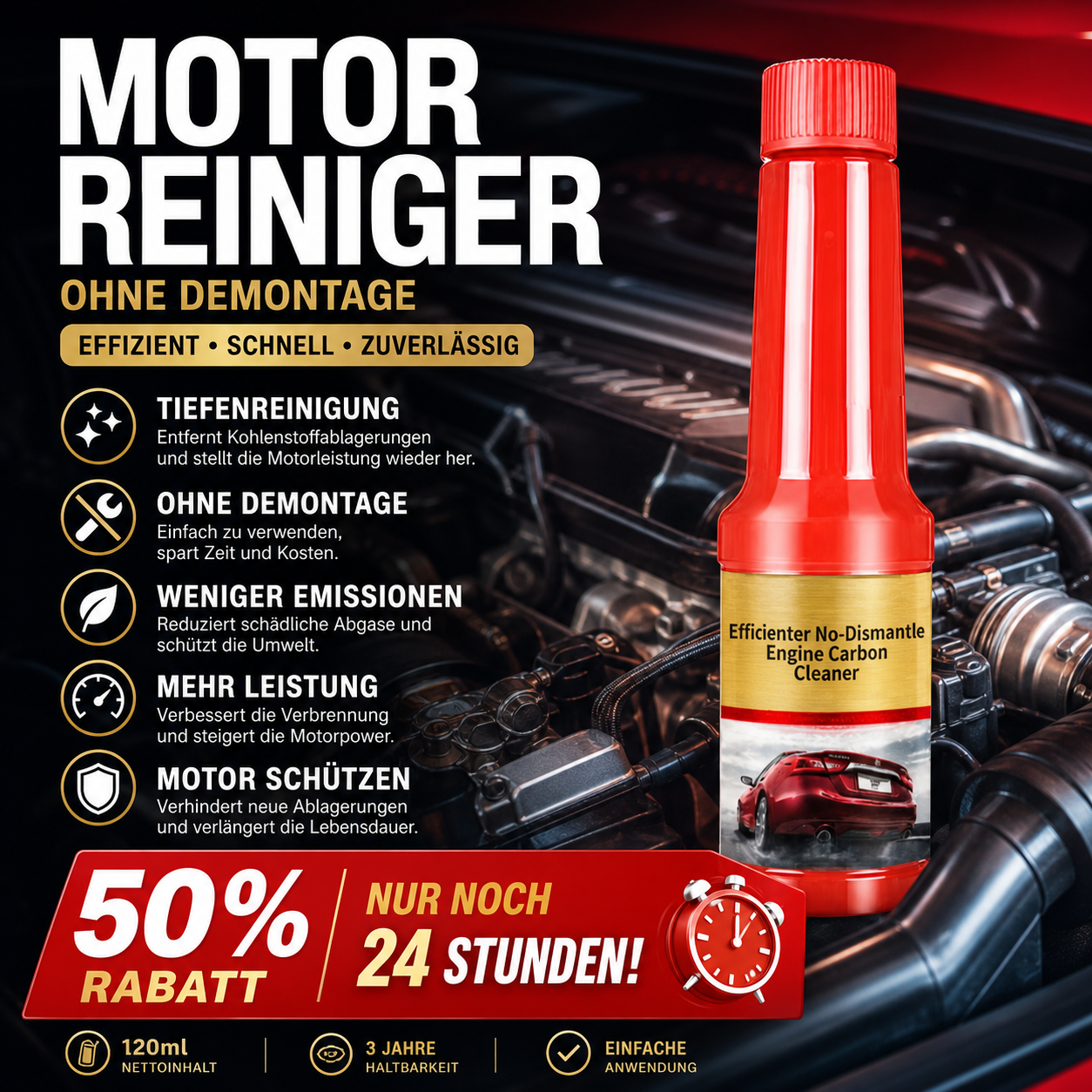 🚗 Motor-Karbonreiniger ohne Ausbau – Tiefenreinigung, reduziert Abgase & steigert Motorleistung