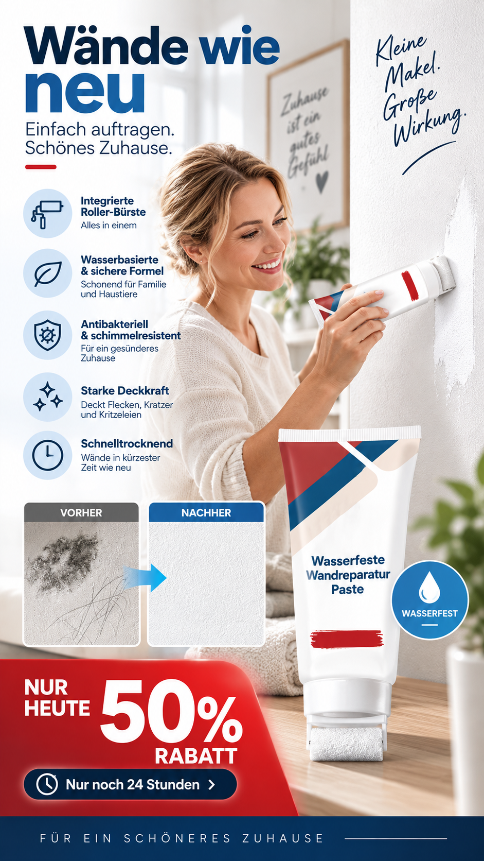 All-in-One-Wandspachtelmasse mit Walzenpinsel-Gcom
