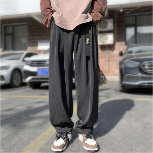 Loose Fit Wide Leg Vintage Elastic Waist Casual Pants