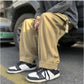 Loose Fit Wide Leg Vintage Elastic Waist Casual Pants