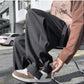Loose Fit Wide Leg Vintage Elastic Waist Casual Pants