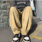 Loose Fit Wide Leg Vintage Elastic Waist Casual Pants
