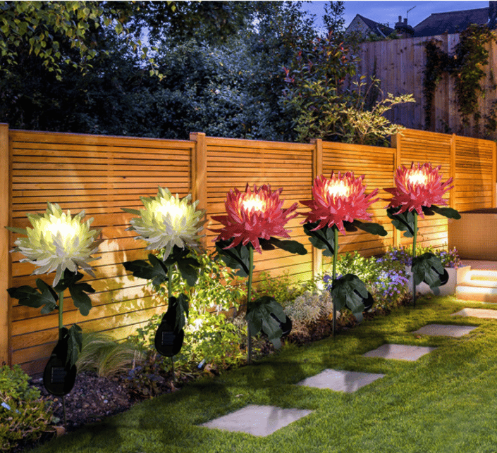 LED-Solar-Gartenlampe aus künstlichen Chrysanthemen