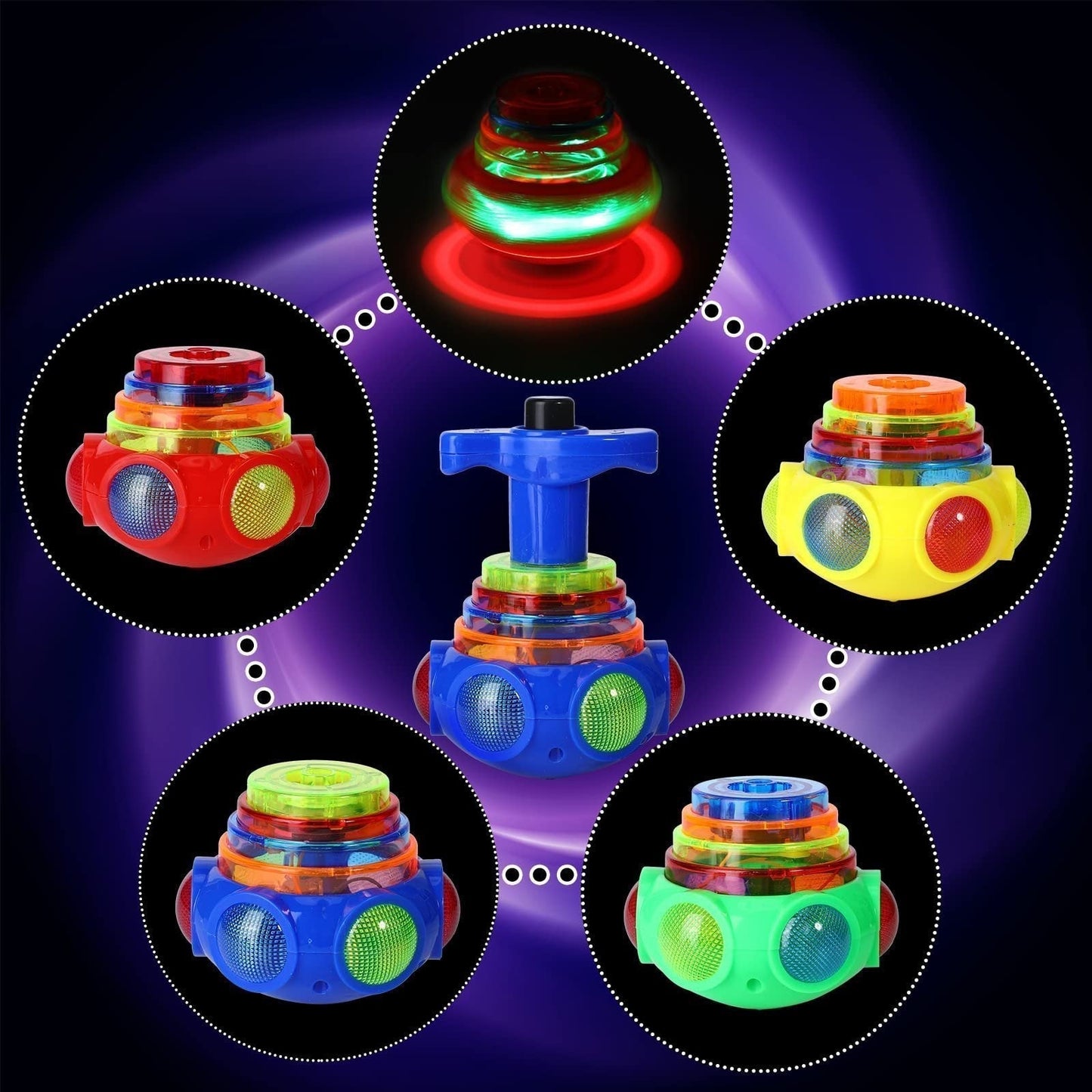 🎅Weihnachtsgeschenk für Kinder🎄Musikspielzeug mit blinkenden Spinnern und Launcher