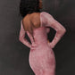 Rosa Langärmeliges Kleid mit Taillierung