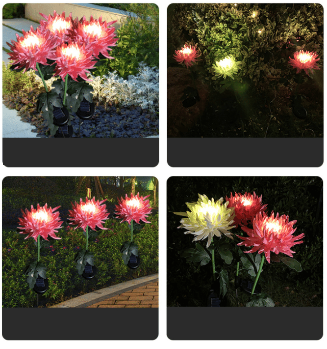 LED-Solar-Gartenlampe aus künstlichen Chrysanthemen