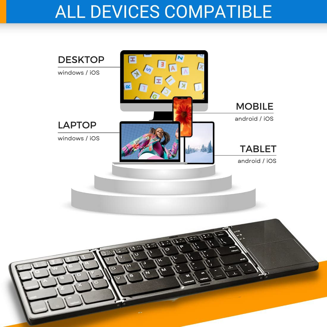 Faltbare, kabellose, tragbare Bluetooth-Tastatur