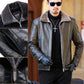 [Wintergeschenk] Warme Jacke mit Kunstfell gefüttert aus PU-Leder für Herren
