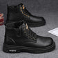 🎅Herren Vintage PU Leder Schnürstiefel
