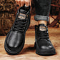 🎅Herren Vintage PU Leder Schnürstiefel