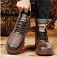 🎅Herren Vintage PU Leder Schnürstiefel