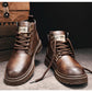 🎅Herren Vintage PU Leder Schnürstiefel