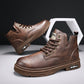 🎅Herren Vintage PU Leder Schnürstiefel
