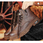 🎅Herren Vintage PU Leder Schnürstiefel