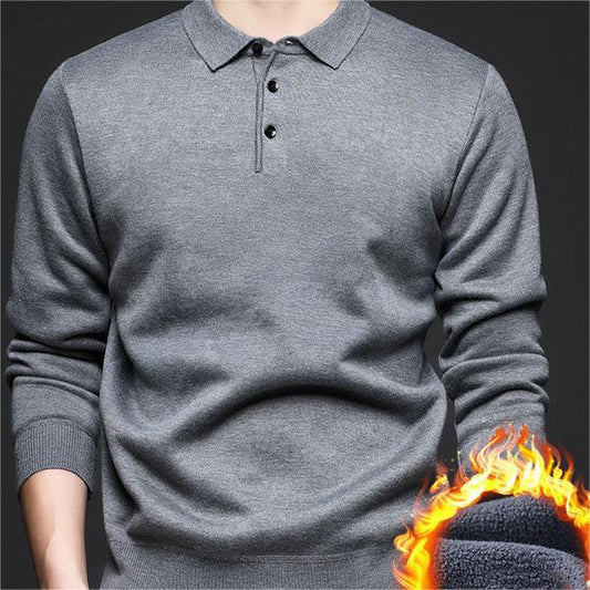 Geschenkauswahl - Gefütterter und verdickter Winterpullover für Herren mit Revers