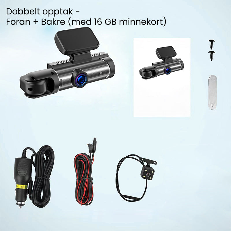 Dashcam mit 170° Weitwinkel und 1080p Doppelobjektiv