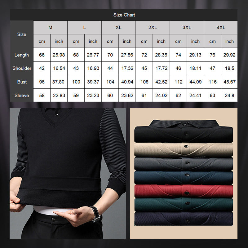 💥Kauf 2 kostenloser Versand💕Herren Revers Faux Zweiteiliges Strickhemd
